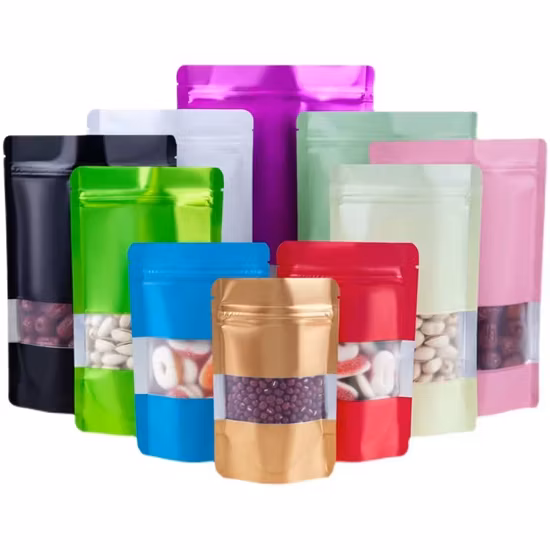 Matte Aluminum Foil Self Standing Bag Frosted Color Aluminum Plated Packaging Zipper Bag