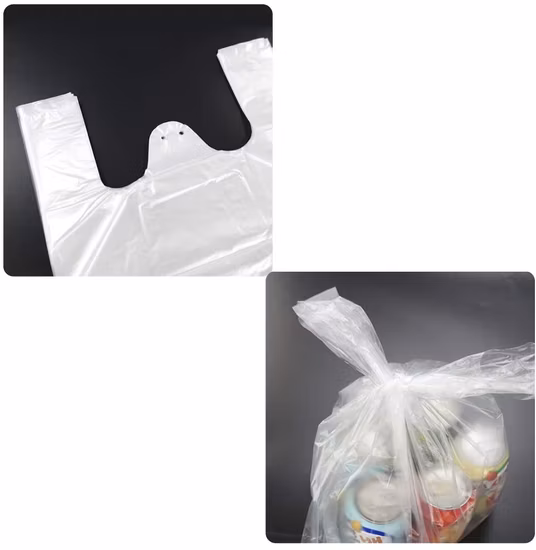 Semplice borsa per la spesa bianca per maglietta in HDPE per supermercato