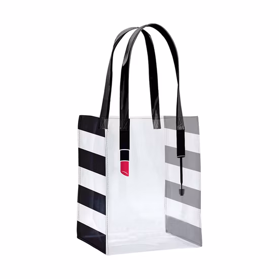 Borsa tote promozionale trasparente con stampa personalizzata e tasca a bustina