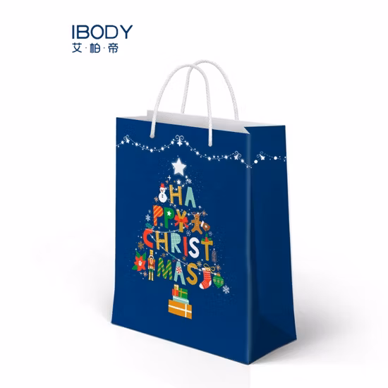 Maniglie per imballaggio per lo shopping economico Party Glitter Stand Up Sacchetto di carta Kraft Sacchetti regalo di carta bianca natalizia