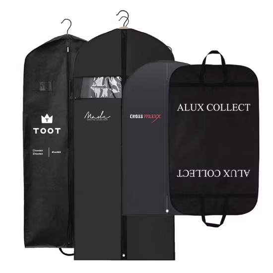 Borsa ecologica per appendere vestiti, borsa per la casa, borsa per imballaggio per abbigliamento aziendale, per cappotto, abito, cerniera, copertura per abbigliamento in tessuto non tessuto con logo